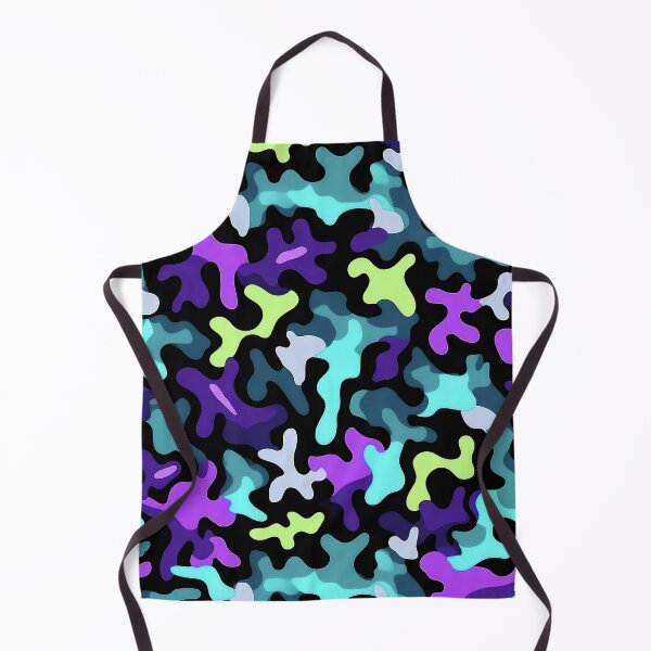 Item preview, Neon Camo Pattern Purple Cyan and Lime Blobs on Black designed and sold by Yoruhara.