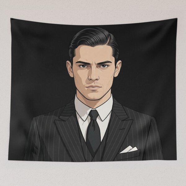 Item preview, Young Man In Classic Pinstripe Suit With Slicked Hair designed and sold by Surviving Monday Club.