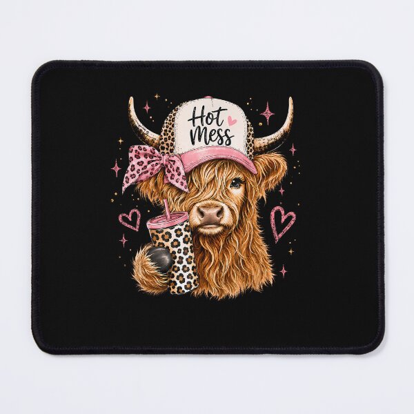 Item preview, Hot Mess Leopard Highland Cow Coffee Farm Animal Lover designed and sold by ripgoatclothing.