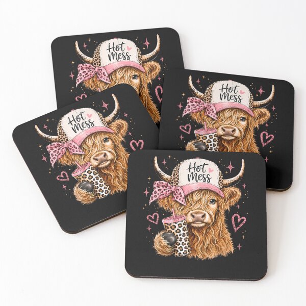 Item preview, Hot Mess Leopard Highland Cow Coffee Farm Animal Lover designed and sold by ripgoatclothing.