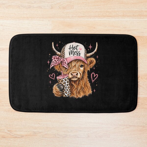 Item preview, Hot Mess Leopard Highland Cow Coffee Farm Animal Lover designed and sold by ripgoatclothing.