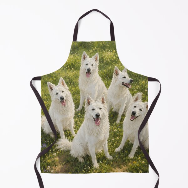 Item preview, White Swiss Shepherd Pack Portrait Fine Art Painting Meadow Wall Art Gift for Dog Owners designed and sold by Nightarel.