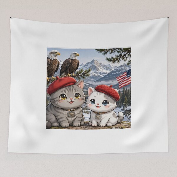 Item preview, Junior and Freda with Bald Eagles Alaska - Cute Cats  designed and sold by MAISON SYLVIE.