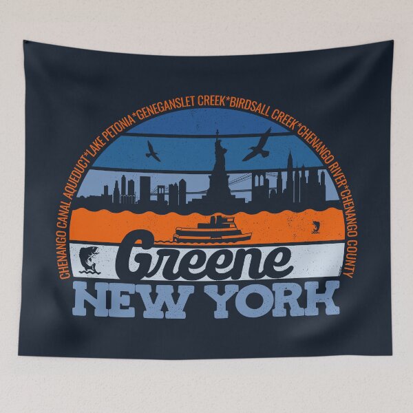 Item preview, Greene New York Sunset Retro Vintage Local Pride Logo designed and sold by CRHPOD20.