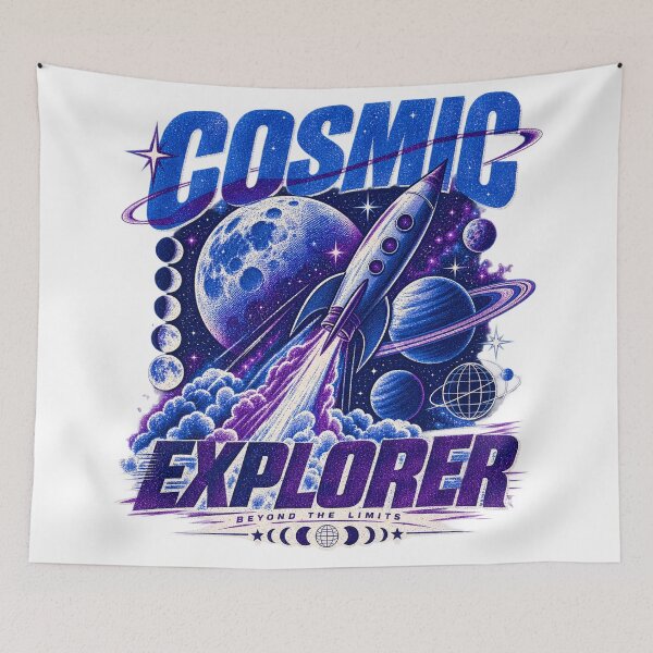 Item preview, Cosmic Explorer Retro Rocket Space Overprint Art designed and sold by Mdozet.