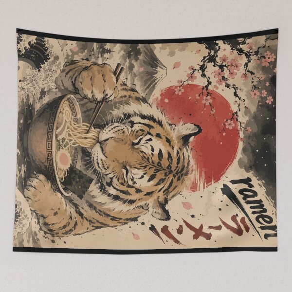 Item preview, Tiger Ramen Sumie Japanese Vintage designed and sold by TomFrontierArt.