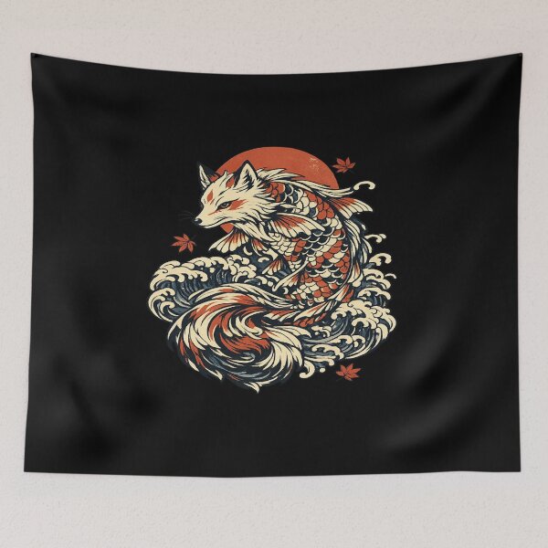 Item preview, Kitsune Dragon Riding Japanese Waves designed and sold by Mythic Tide Studio.