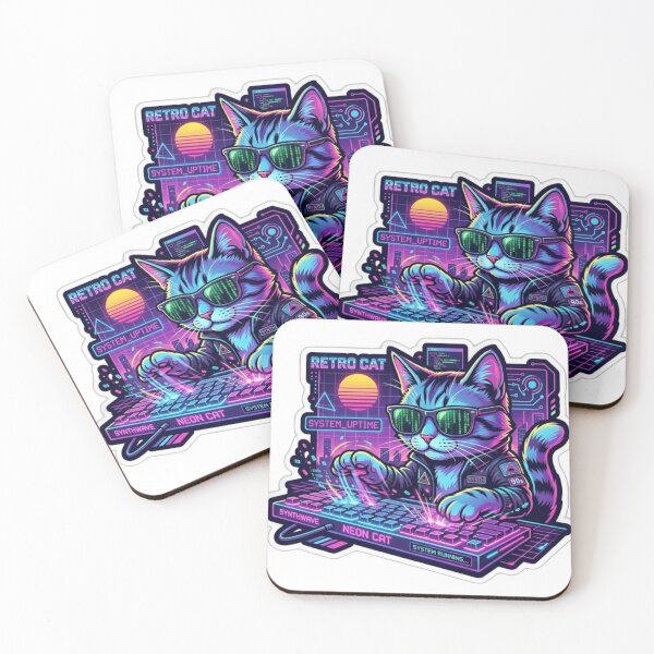 Item preview, Synthwave Hacker Cat designed and sold by Artturilmari.