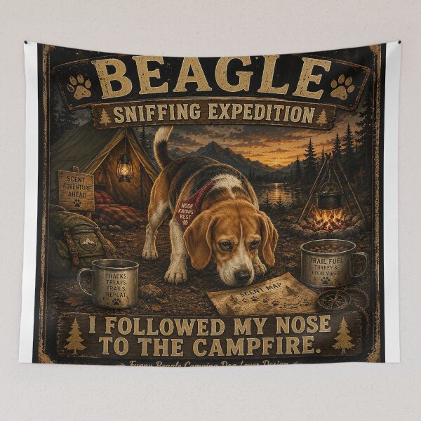 Item preview, Beagle Sniffing Expedition Funny Camping Dog Lover Design designed and sold by shopevermint.