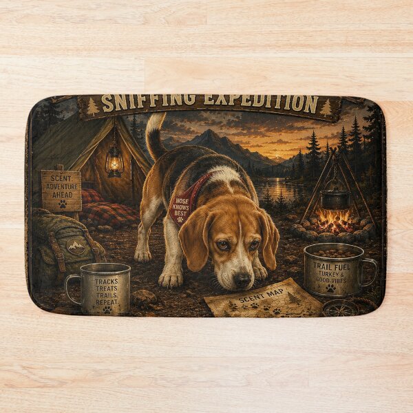 Item preview, Beagle Sniffing Expedition Funny Camping Dog Lover Design designed and sold by shopevermint.