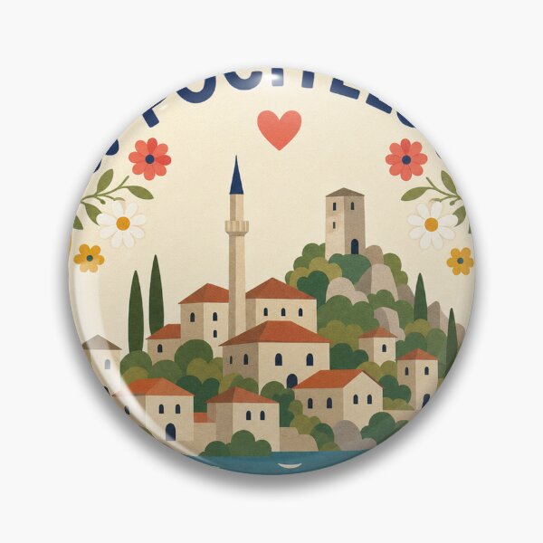 Item preview, Pocitelj Bosnia and Herzegovina Travel Souvenir Modern Folk Art designed and sold by VisualArtsOasis.