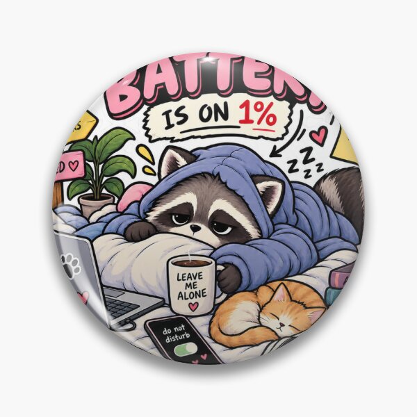 Item preview, My Social Battery Is on 1% – Funny Introvert Raccoon designed and sold by DESPOT07.
