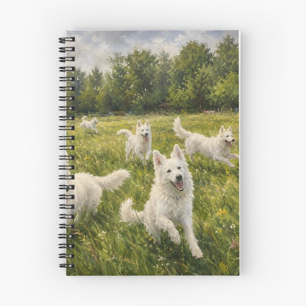Item preview, White Swiss Shepherd Meadow Run Fine Art Painting Countryside Wall Art Gift for Dog Owners designed and sold by Nightarel.
