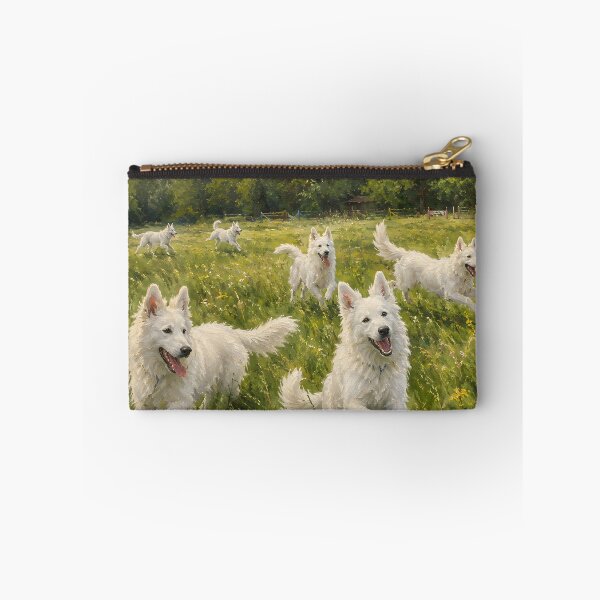 Item preview, White Swiss Shepherd Meadow Run Fine Art Painting Countryside Wall Art Gift for Dog Owners designed and sold by Nightarel.