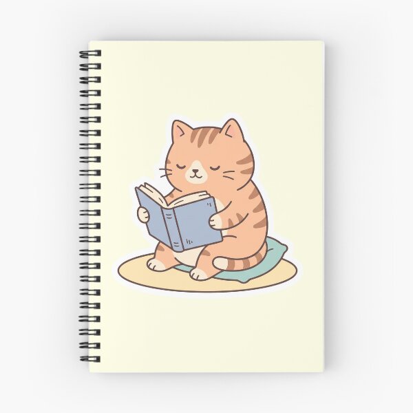 Item preview, Orange Cat Reading a Book Kawaii Illustration designed and sold by Anthonellatk.