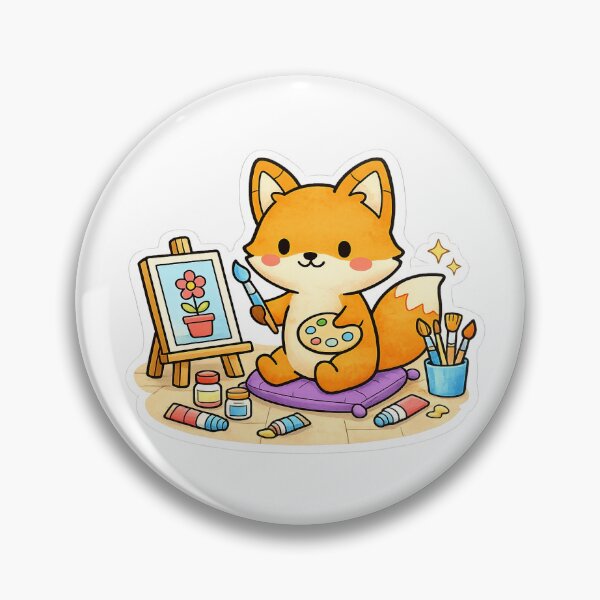 Item preview, Cute Fox Painting Flower Canvas Art designed and sold by onyxlabco.