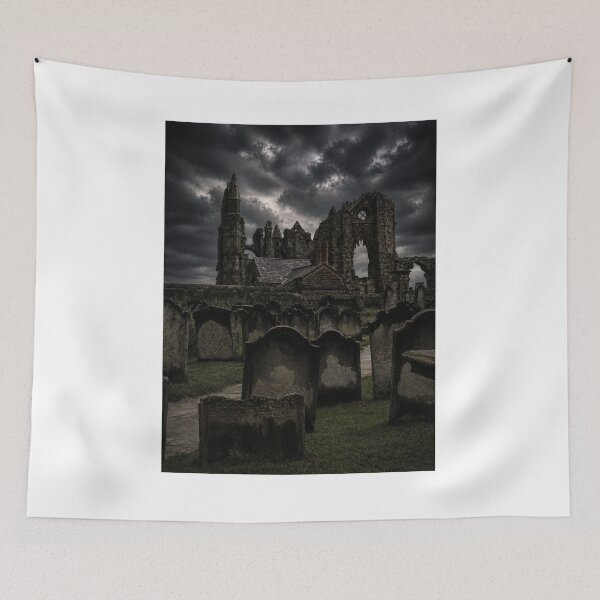Item preview, Whitby Abbey Ruins and Gloomy Graveyard under Stormy Skies designed and sold by Astute-Artio-Photography.