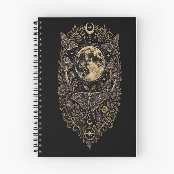 Item preview, Dark Celestial Moth Moon Mushrooms Witchy Vintage Botanical designed and sold by Randomnessy.
