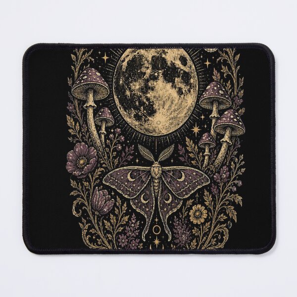Item preview, Dark Celestial Moth Moon Mushrooms Witchy Vintage Botanical designed and sold by Randomnessy.