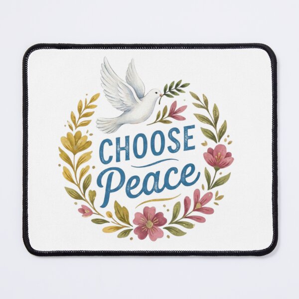 Item preview, Choose Peace Dove Design - Bohemian & Botanical Peace Quote Illustration designed and sold by Sarah'sCreativeLab.