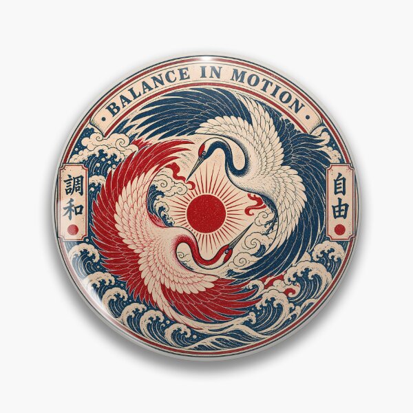 Item preview, Balance in Motion - Classic Crane Yin Yang Emblem designed and sold by Rasamore™ Studios | Minimalist Art.
