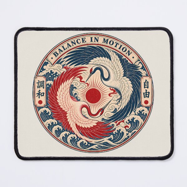 Item preview, Balance in Motion - Classic Crane Yin Yang Emblem designed and sold by Rasamore™ Studios | Minimalist Art.
