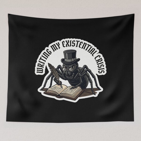 Item preview, Writing My Existential Crisis Goth Spider Art designed and sold by EnigmaticGoth.