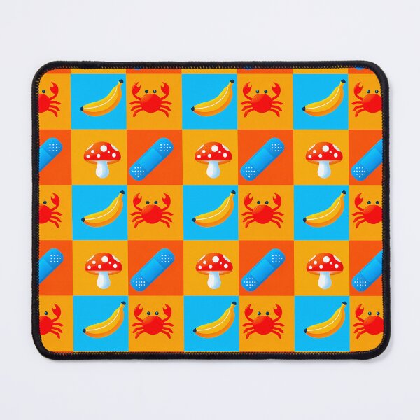 Item preview, Kidcore Pop Art Grid - Cute Crab Banana Mushroom Pattern designed and sold by UniqueDesign751.