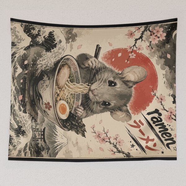 Item preview, Mouse Ramen Sumie Japanese Vintage designed and sold by TomFrontierArt.