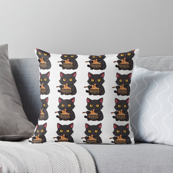 Item preview, Cute kawaii black cat eating ramen 01 designed and sold by ChameleonStars.