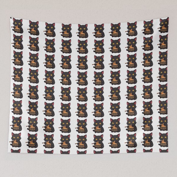 Item preview, Cute kawaii black cat eating ramen 01 designed and sold by ChameleonStars.