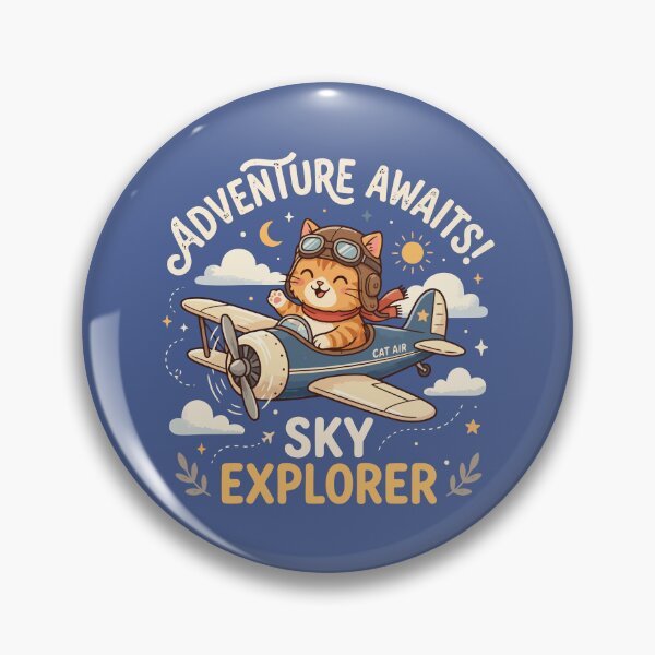 Item preview, Adventure Awaits Sky Explorer Cute Cat Pilot Airplane designed and sold by Amir Faysal.