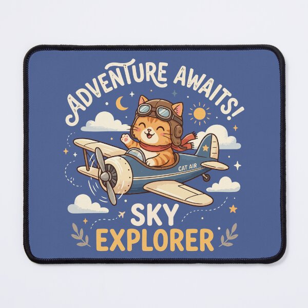 Item preview, Adventure Awaits Sky Explorer Cute Cat Pilot Airplane designed and sold by Amir Faysal.
