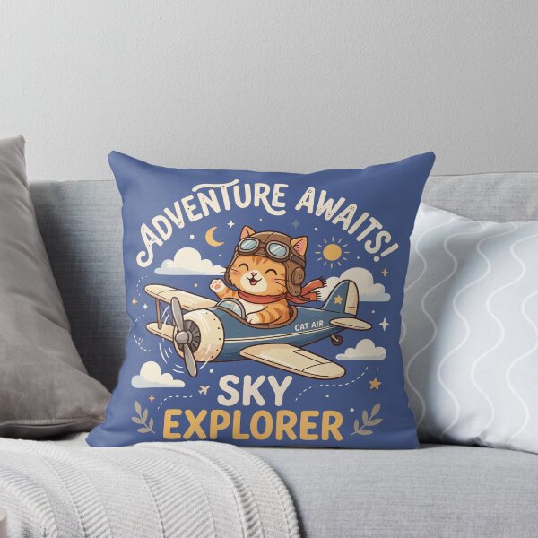 Item preview, Adventure Awaits Sky Explorer Cute Cat Pilot Airplane designed and sold by Amir Faysal.