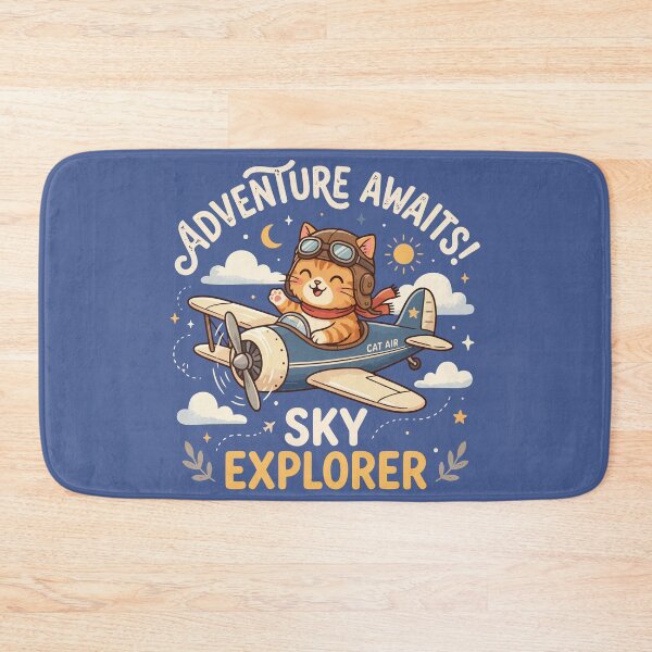 Item preview, Adventure Awaits Sky Explorer Cute Cat Pilot Airplane designed and sold by Amir Faysal.