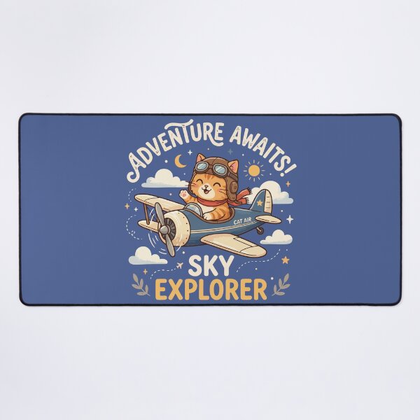 Item preview, Adventure Awaits Sky Explorer Cute Cat Pilot Airplane designed and sold by Amir Faysal.