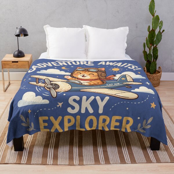 Item preview, Adventure Awaits Sky Explorer Cute Cat Pilot Airplane designed and sold by Amir Faysal.