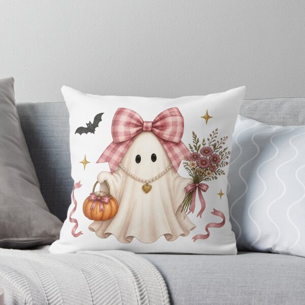 Item preview, Coquette Ghost, Girly Bow Ghost, Pink Gingham Halloween Ghost designed and sold by Pattranit56.