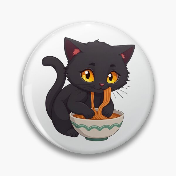 Item preview, Cute kawaii black cat eating ramen 02 designed and sold by ChameleonStars.