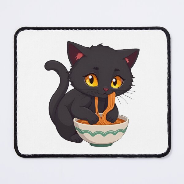Item preview, Cute kawaii black cat eating ramen 02 designed and sold by ChameleonStars.