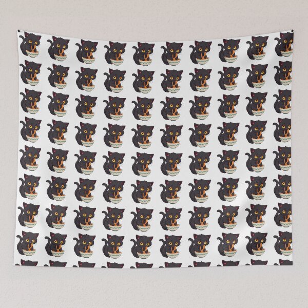 Item preview, Cute kawaii black cat eating ramen 02 designed and sold by ChameleonStars.