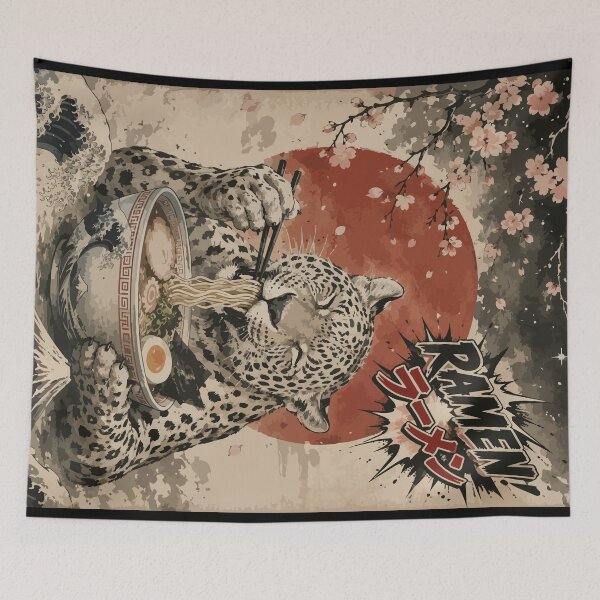 Item preview, Leopard Ramen Sumie Japanese Vintage designed and sold by TomFrontierArt.