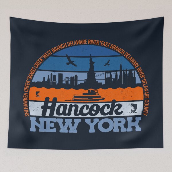 Item preview, Hancock New York Sunset Retro Vintage Local Pride Logo designed and sold by CRHPOD20.
