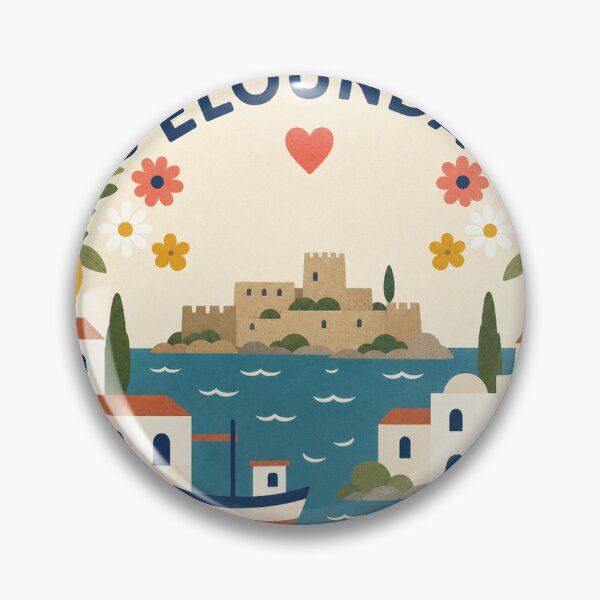 Item preview, Elounda Greece Travel Souvenir Modern Folk Art designed and sold by VisualArtsOasis.