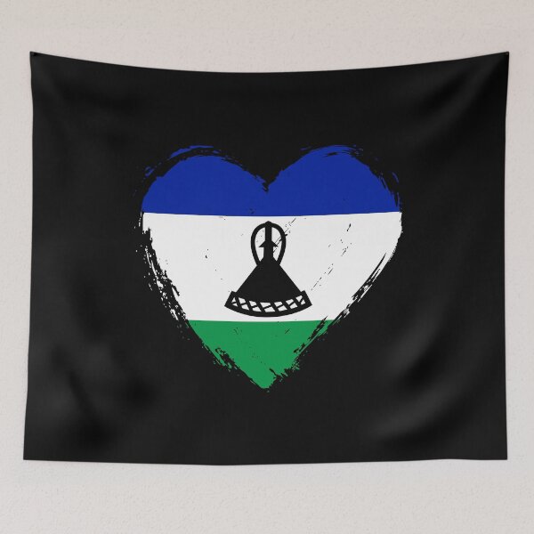 Item preview, Distressed Lesotho Flag Heart LS designed and sold by shitpostee.