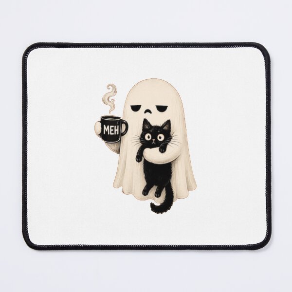 Item preview, Ghost Holding Black Cat Meh Coffee Halloween designed and sold by roartusa.