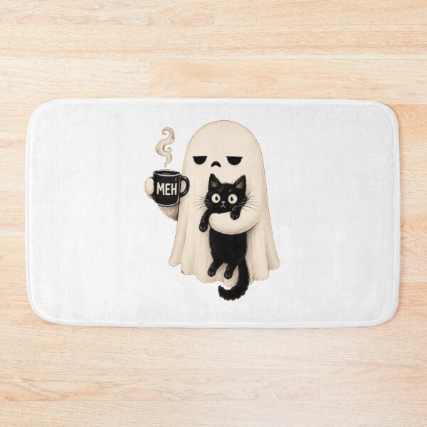Item preview, Ghost Holding Black Cat Meh Coffee Halloween  designed and sold by roartusa.