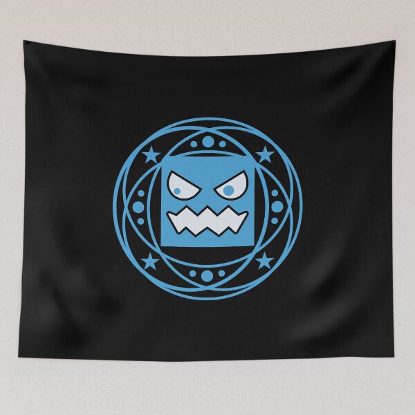 Item preview, Angry Blue Monster Face with Stars and Circular Orbit Graphic designed and sold by AhmedZouita.
