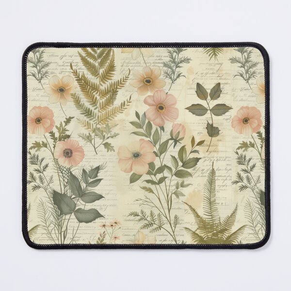 Item preview, Vintage Handwritten Script Botanical - Elegant Anemone & Fern Pattern designed and sold by Whimsical Wayfarer.