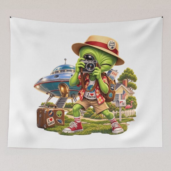 Item preview, Alien Tourist Vintage Camera – Retro Sci-Fi Space Traveler designed and sold by builtforyou.